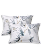 haus & kinder White & Grey Floral 186 TC Pure Cotton King Bedsheet & 2 Pillow Covers | Grocsy