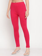 TAG 7 Women Pink Solid Ankle-Length Leggings | Grocsy