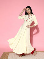All About You Women Grey Ethnic Motifs Embroidered Tiering Anarkali Kurta | Grocsy