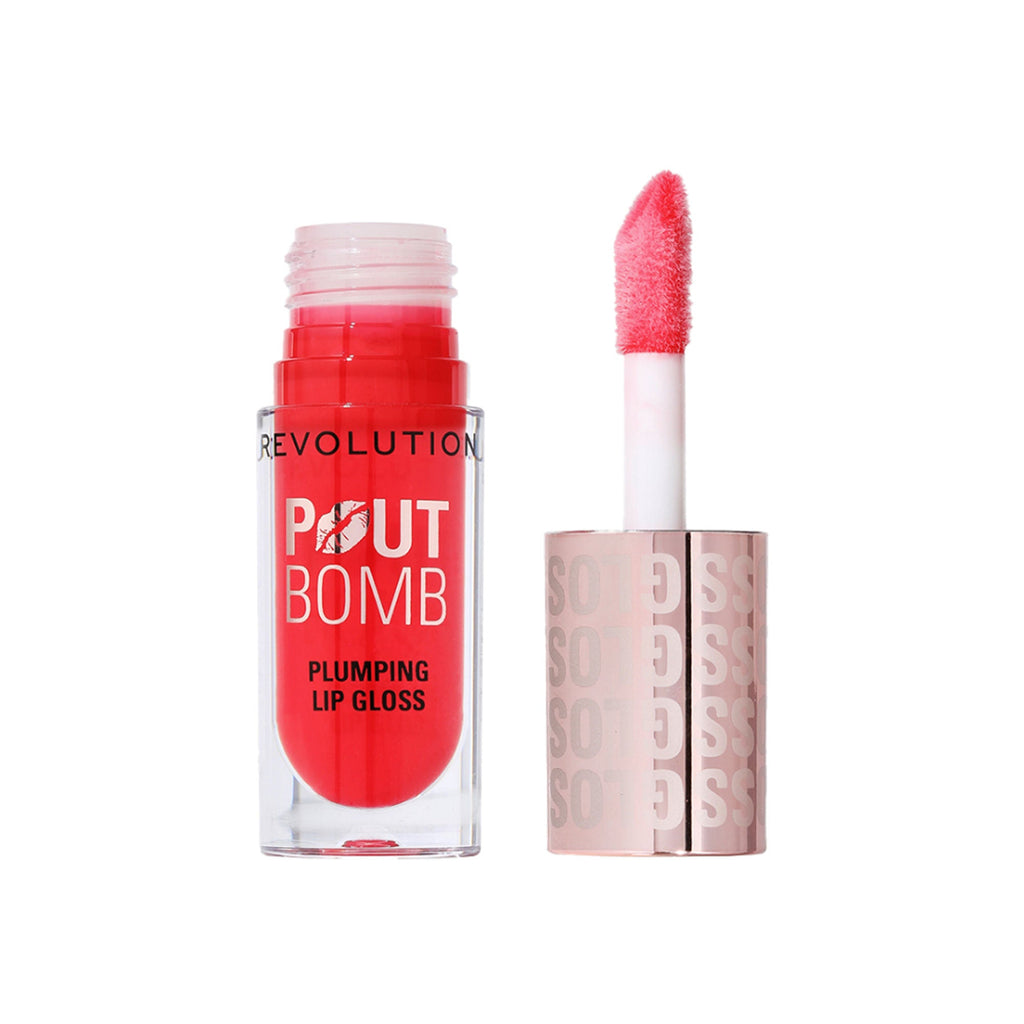 Makeup Revolution Pout Bomb Plumping Gloss - Cherry Sheer Red | Grocsy