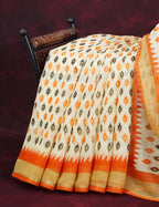 Combo of Off White and Orange Patan Patola Semi Chanderi Saree By Gayathri Reddy Designer Studio | Grocsy