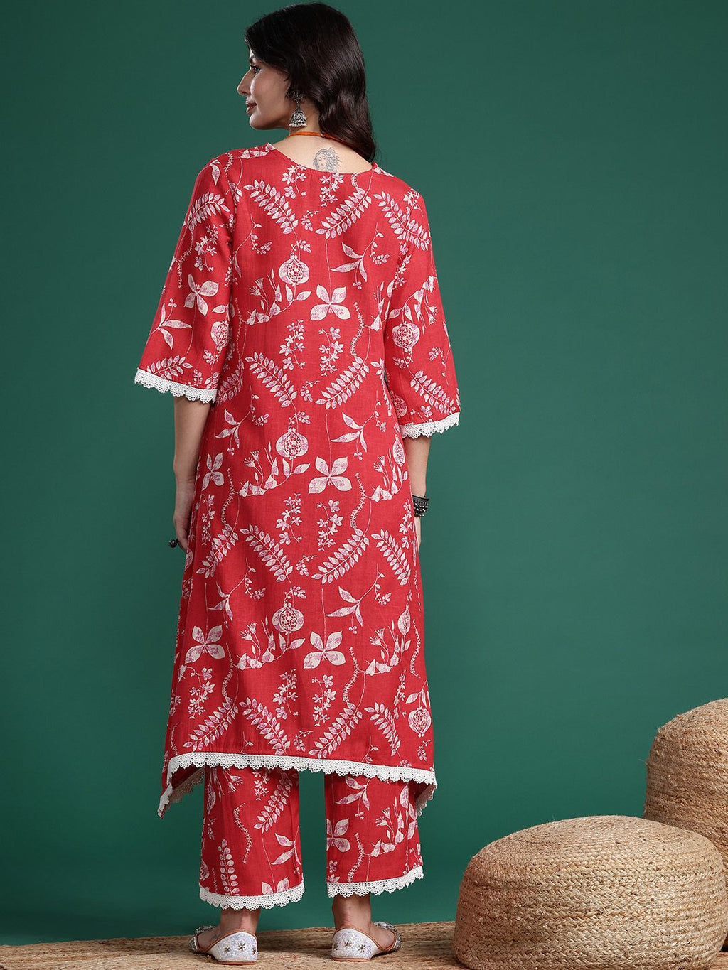 Sangria Printed Pure Cotton Kurta with Trousers | Grocsy