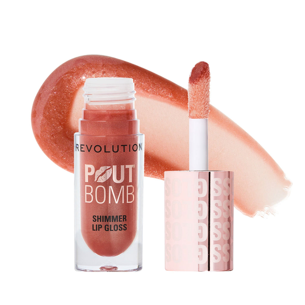 Makeup Revolution Pout Bomb Shimmer Lip Gloss - Nude Glow | Grocsy