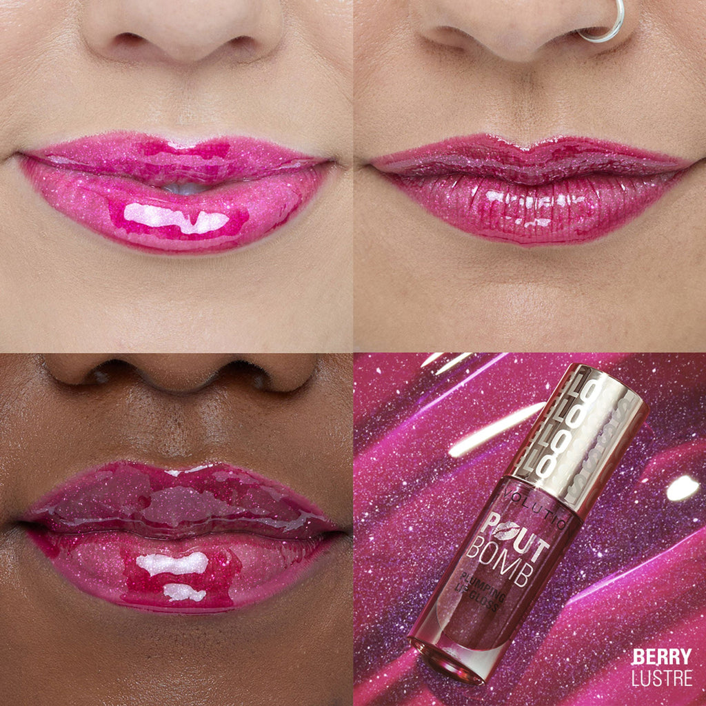 Makeup Revolution Pout Bomb Shimmer Lip Gloss - Berry Lusture | Grocsy