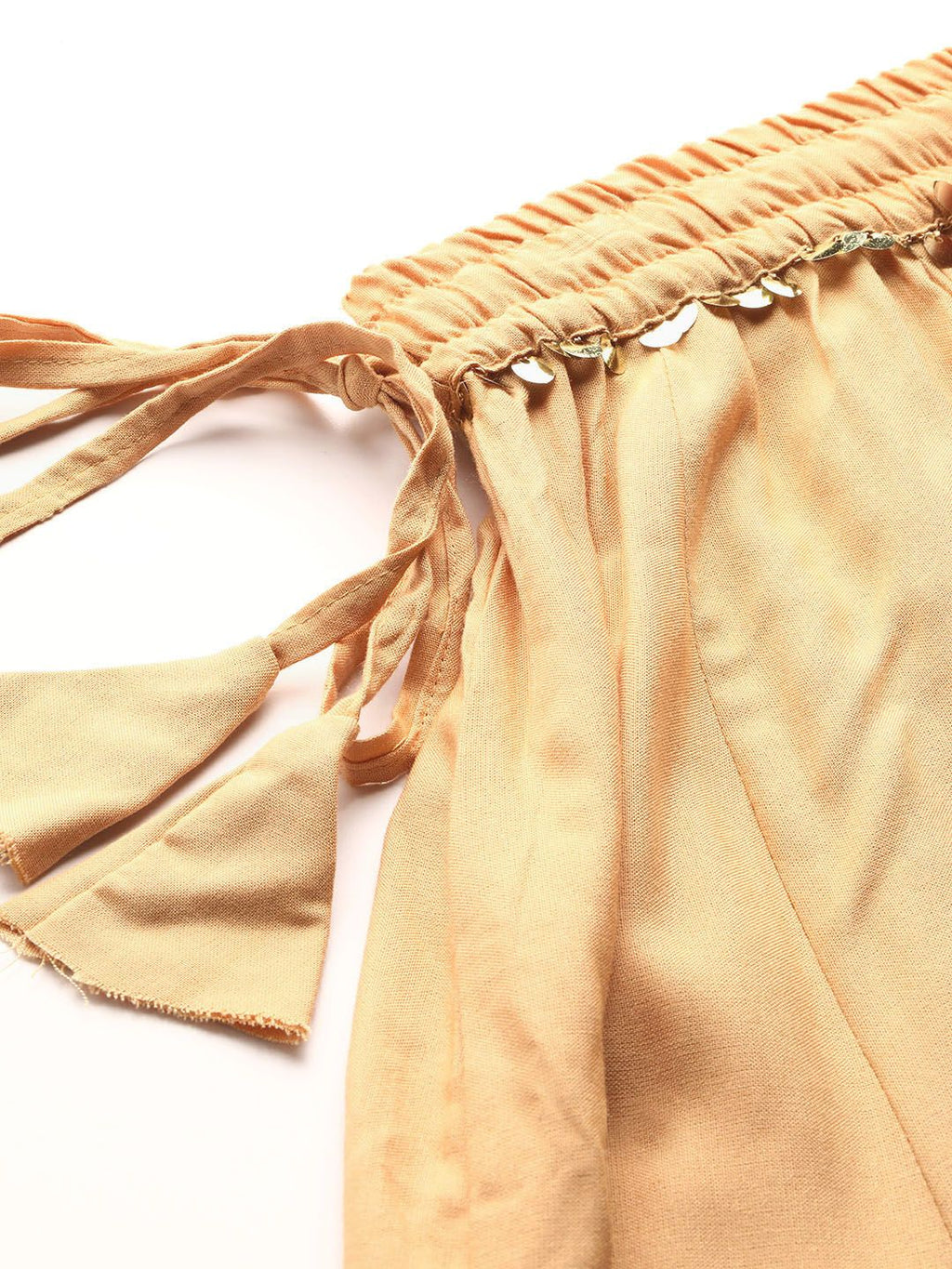 TAG 7 Women Beige Solid Flared Palazzos | Grocsy