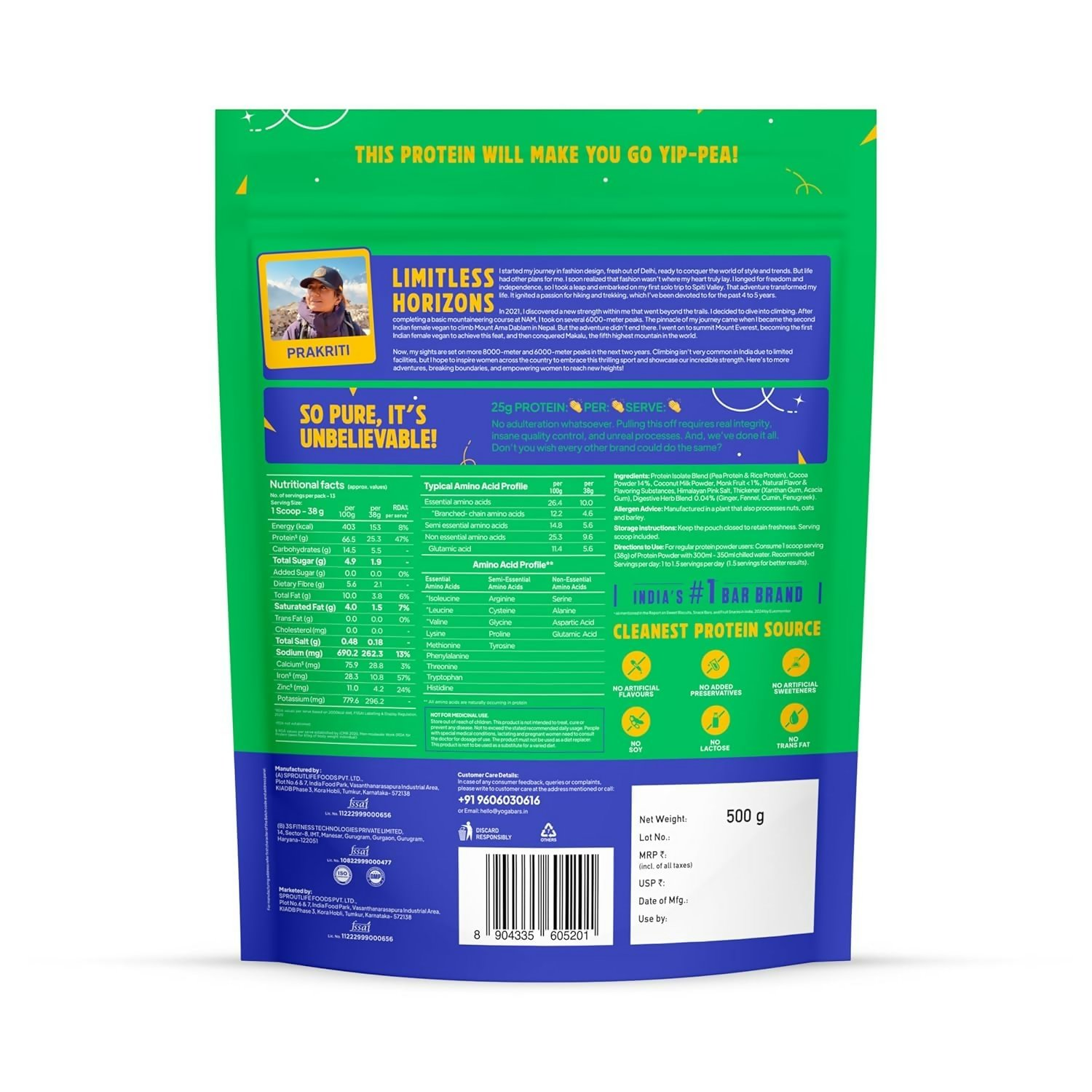 Yoga Bar Pro Clean Plant Protein Powder Chocolate Flavour & Unflavoured | Grocsy
