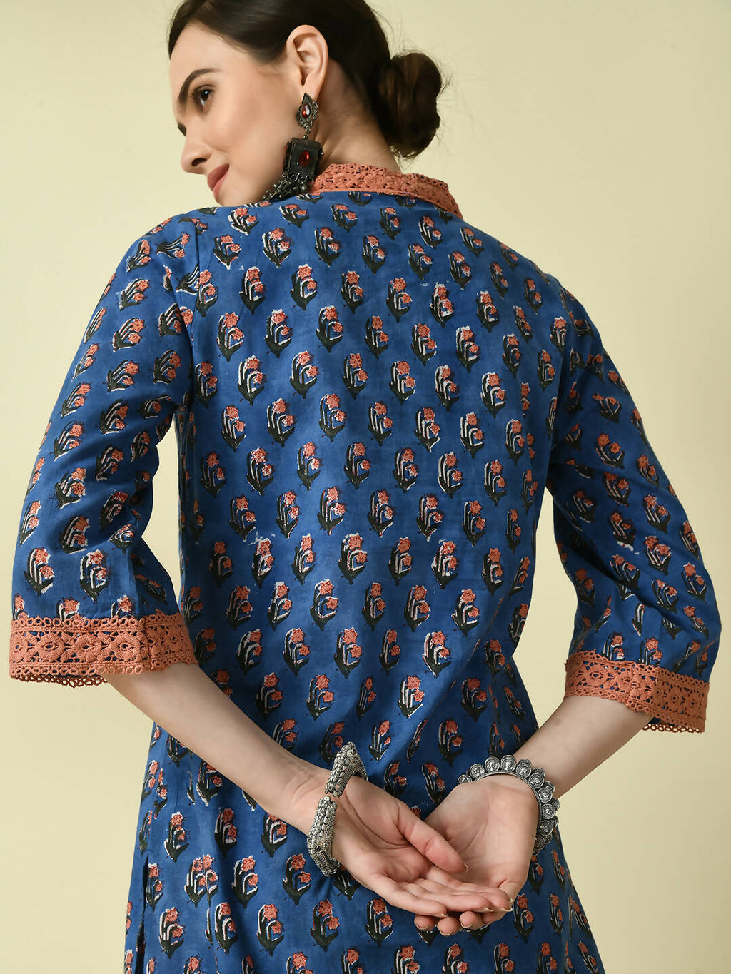Myshka Women's Blue Straight Printed Kurta | Grocsy