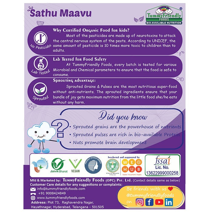 TummyFriendly Foods Organic Sathu Maavu, Sprouted Multi Grain Porridge Mixes | Grocsy