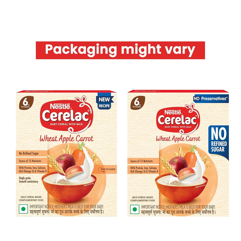 Nestle Cerelac Baby Cereal With Milk - Wheat Apple Carrot | Grocsy