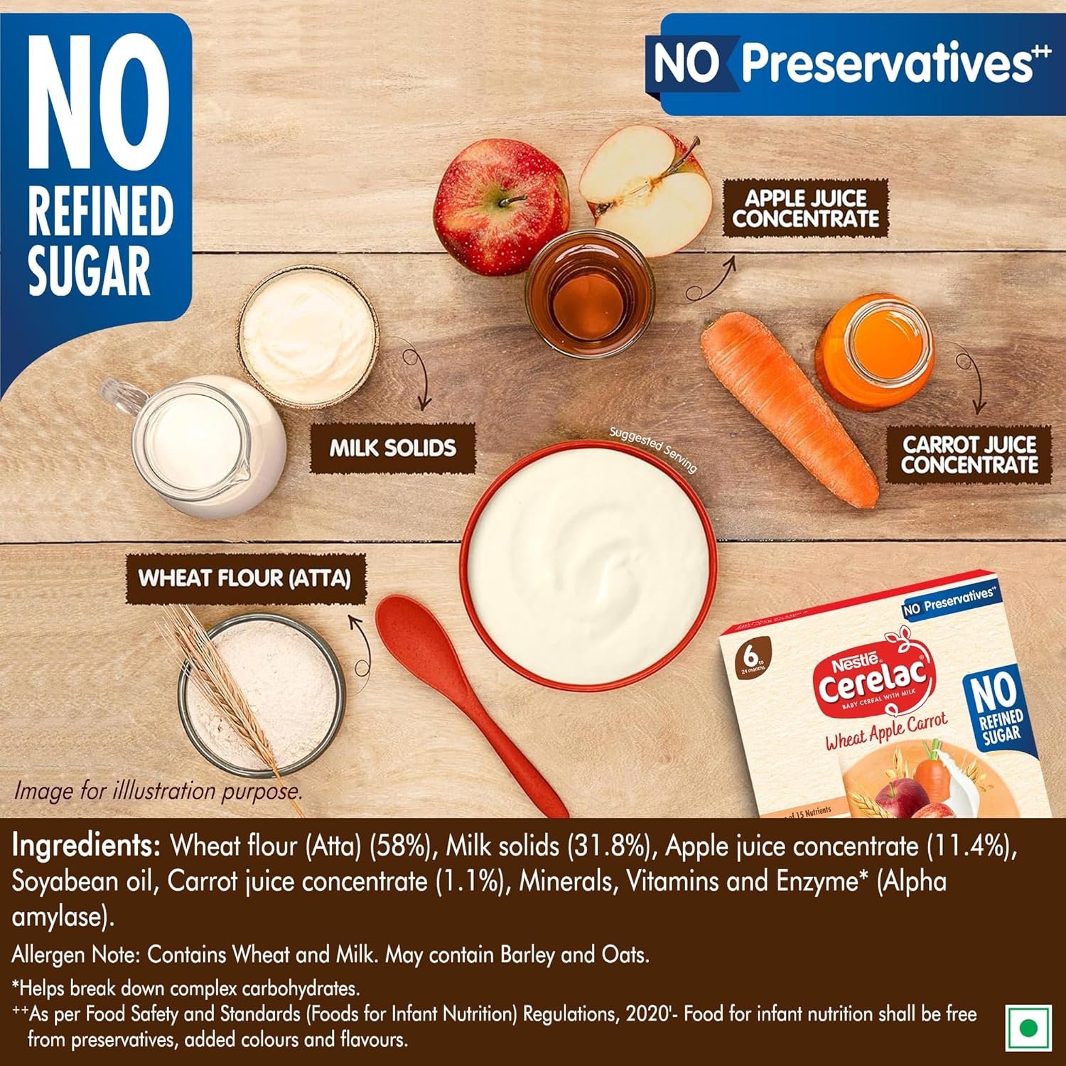 Nestle Cerelac Baby Cereal With Milk - Wheat Apple Carrot | Grocsy