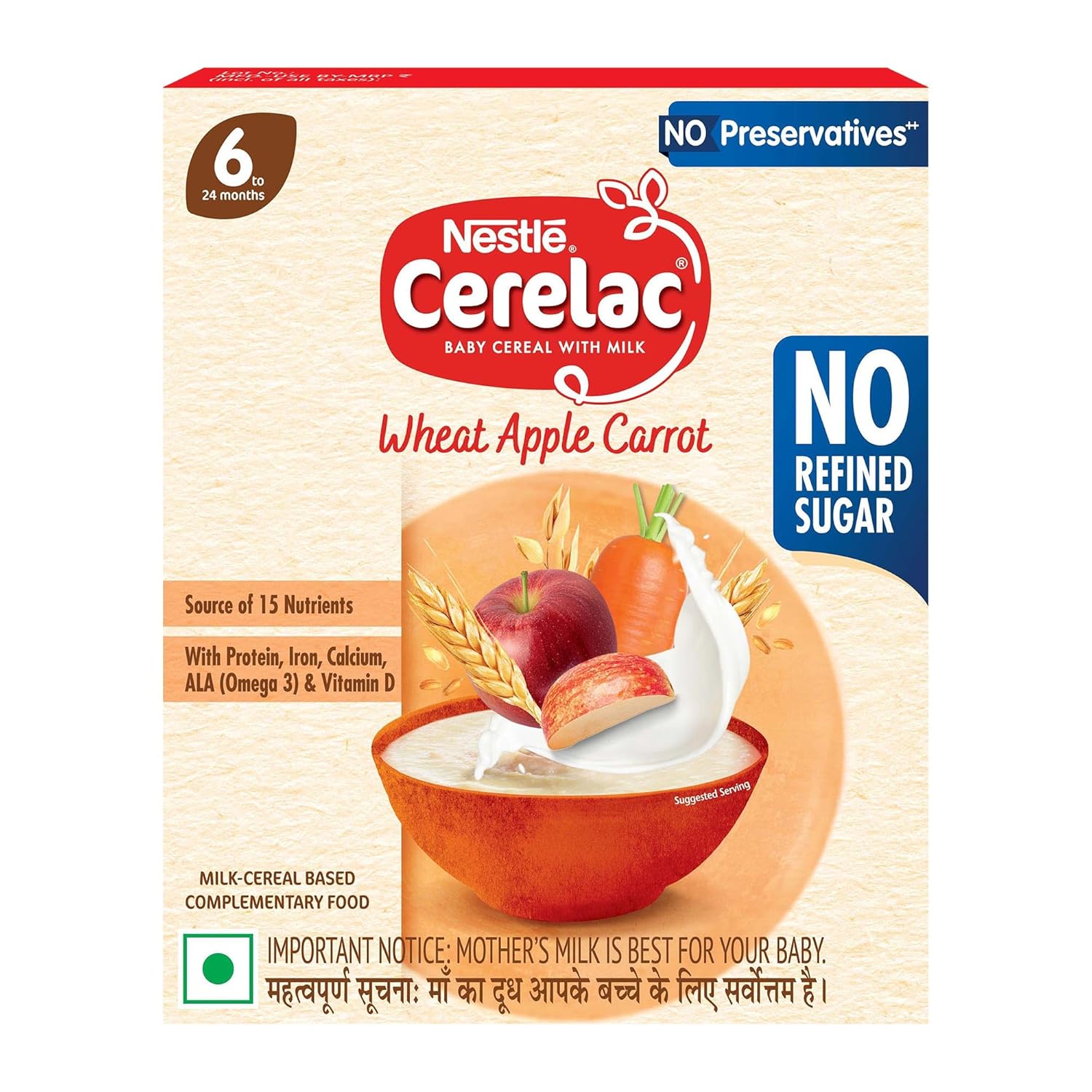 Nestle Cerelac Baby Cereal With Milk - Wheat Apple Carrot | Grocsy