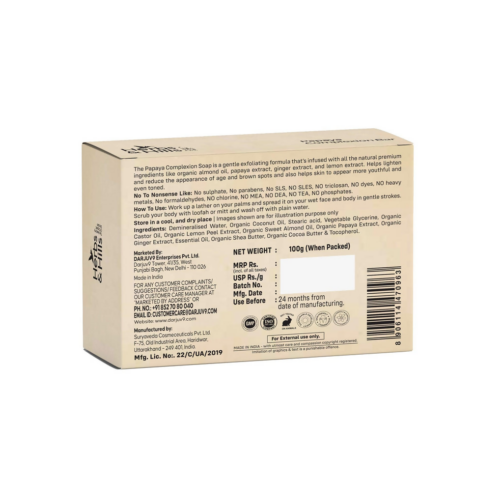 Herbs & Hills Papaya Complexion Bar | Grocsy