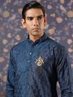 House of Pataudi Ethnic Motifs Embroidered Mandarin Collar Straight Kurta With Trouser | Grocsy