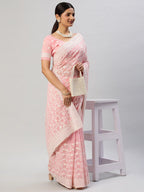 kasee Floral Embroidered Pure Chiffon Saree | Grocsy