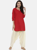 Souchii Cream-Coloured Solid Loose-Fit Patiala | Grocsy