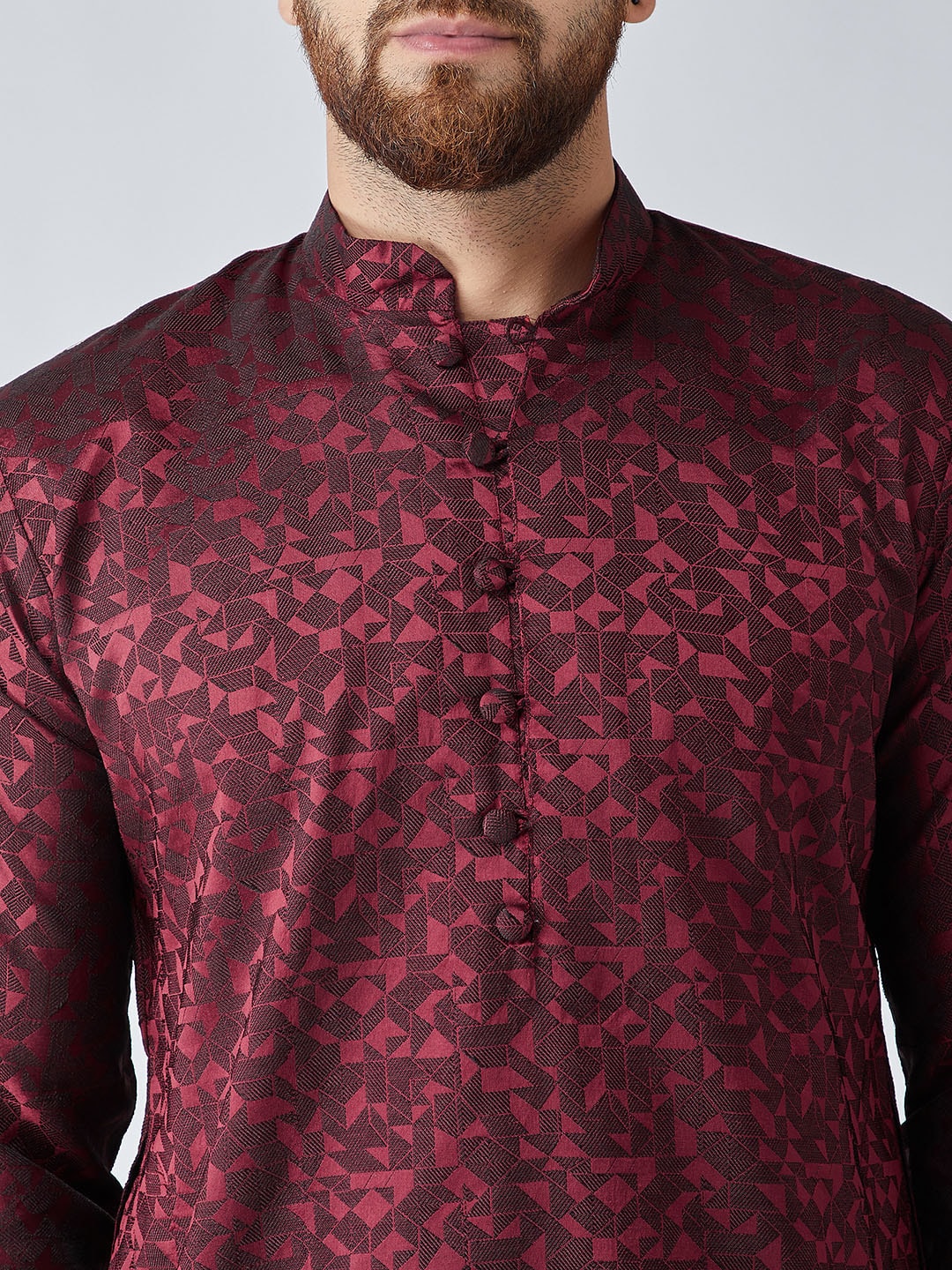 Sojanya Men Maroon Woven Design Straight Kurta | Grocsy