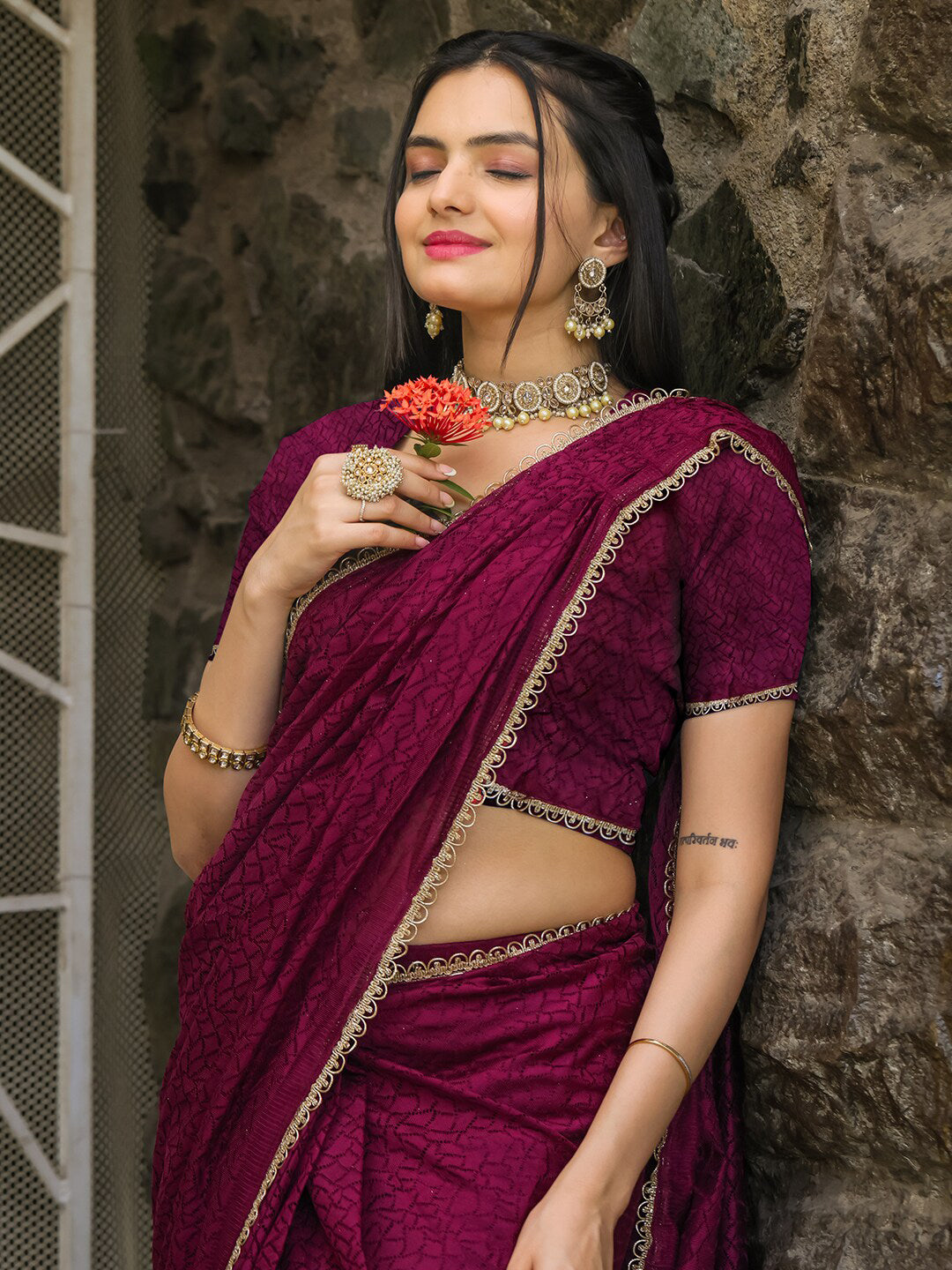Tikhi Imli Abstract Printed Ready to Wear Saree | Grocsy