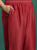 Indo Era Plus Size Ethnic Motifs Embroidered Gotta Patti Kurta Set | Grocsy
