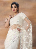 kasee Floral Embroidered Net Saree | Grocsy