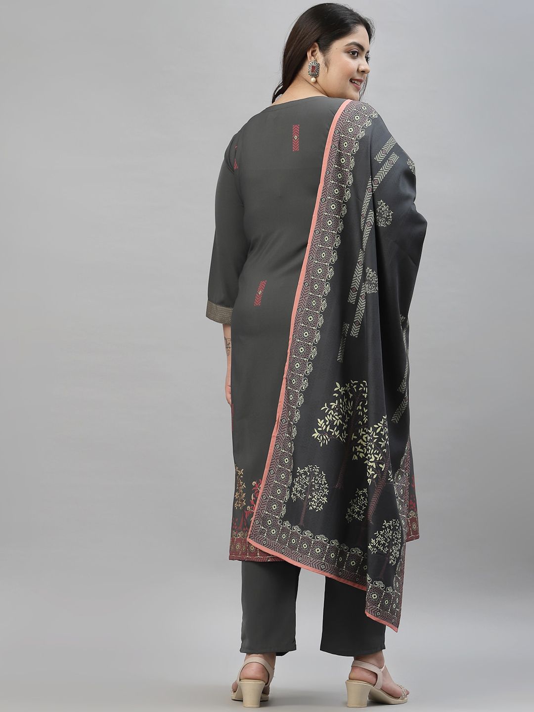 Sztori Plus Size Ethnic Motifs Printed Kurta With Trousers & Dupatta | Grocsy