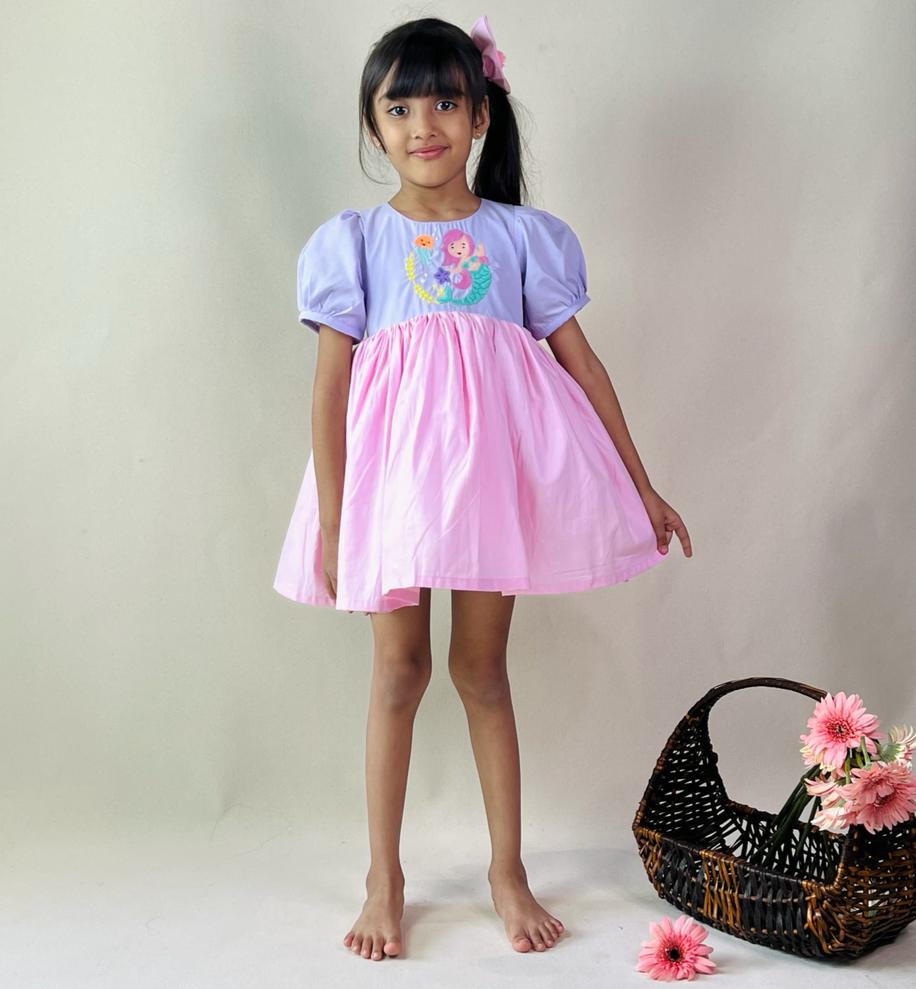 ArthLife Lavender Pink Permaid Party Wear Dress | Grocsy