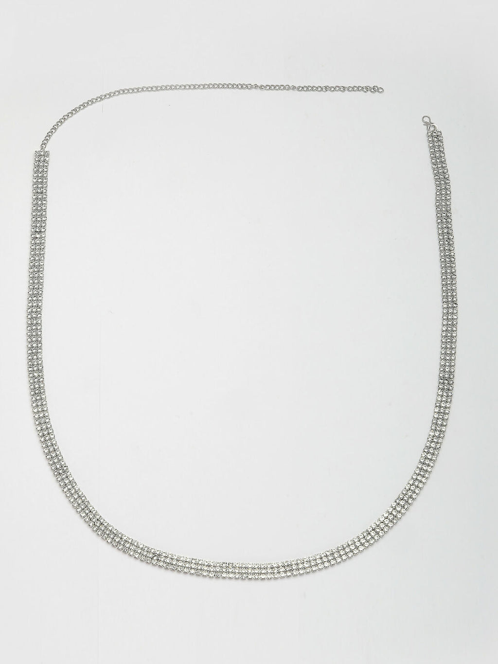 NVR Women's Silver-Plated AD-Studded 3 Layered Kamarbandh Waist Chain | Grocsy