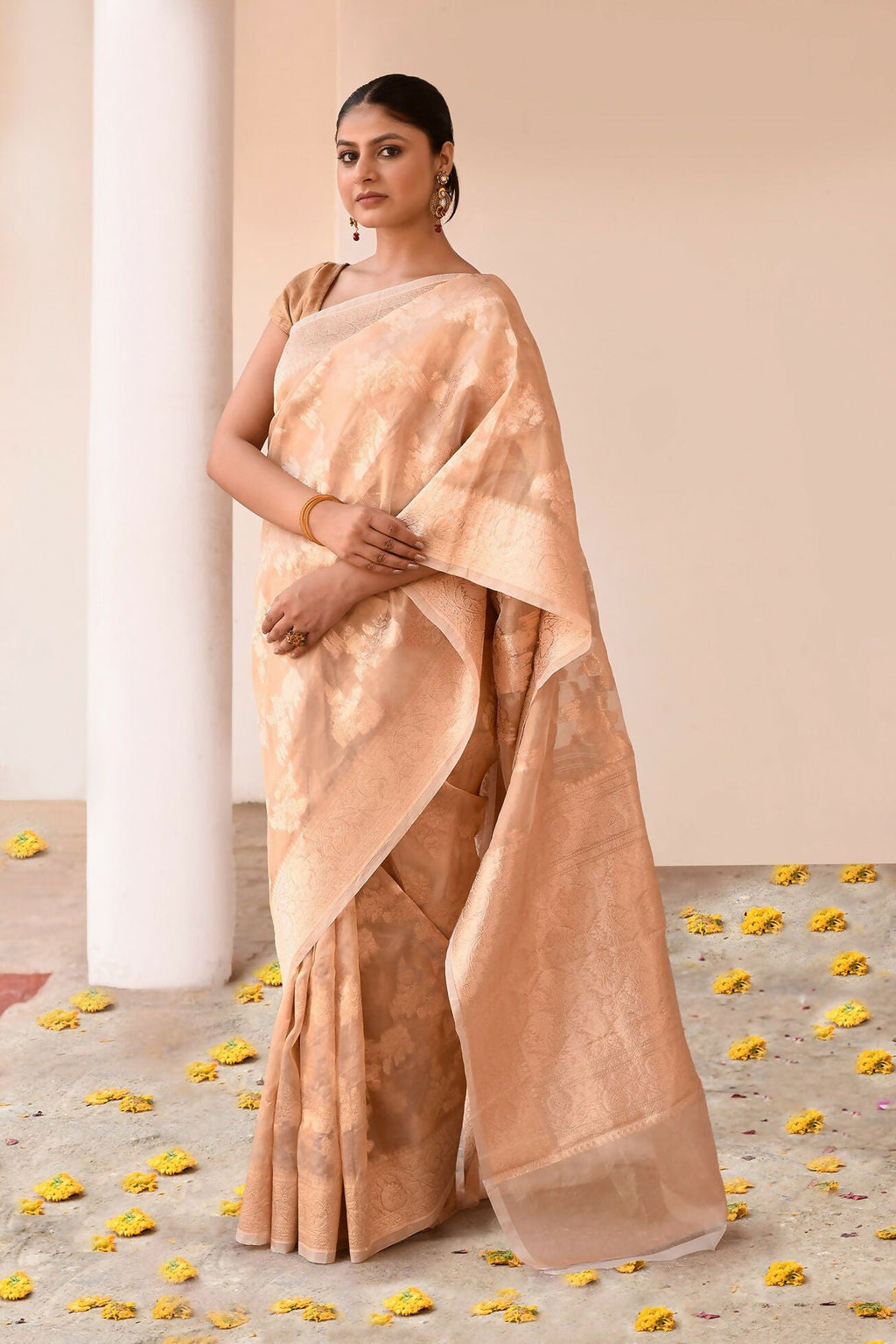 Joban Fashion Gold Banarasi Tissue Saree | Grocsy