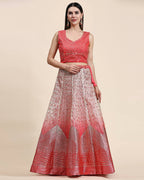 Red Organza Mirror With Coding Work Lehenga Choli with Dupatta - Tanya | Grocsy