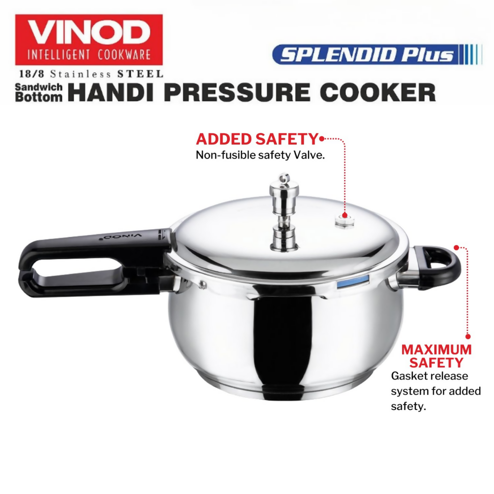 Vinod Splendid Plus Stainless Steel Outer Lid Pressure Cooker | Grocsy