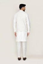 Joban Fashion White Colored Art Silk Fabric Kurta, Jacket With Straight Fit Pant | Grocsy
