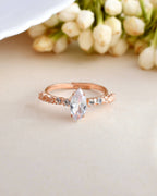 VOJ white CZ-detail Stainless Steel Cubic Zirconia Gold-Polished adjustable finger Ring | Grocsy