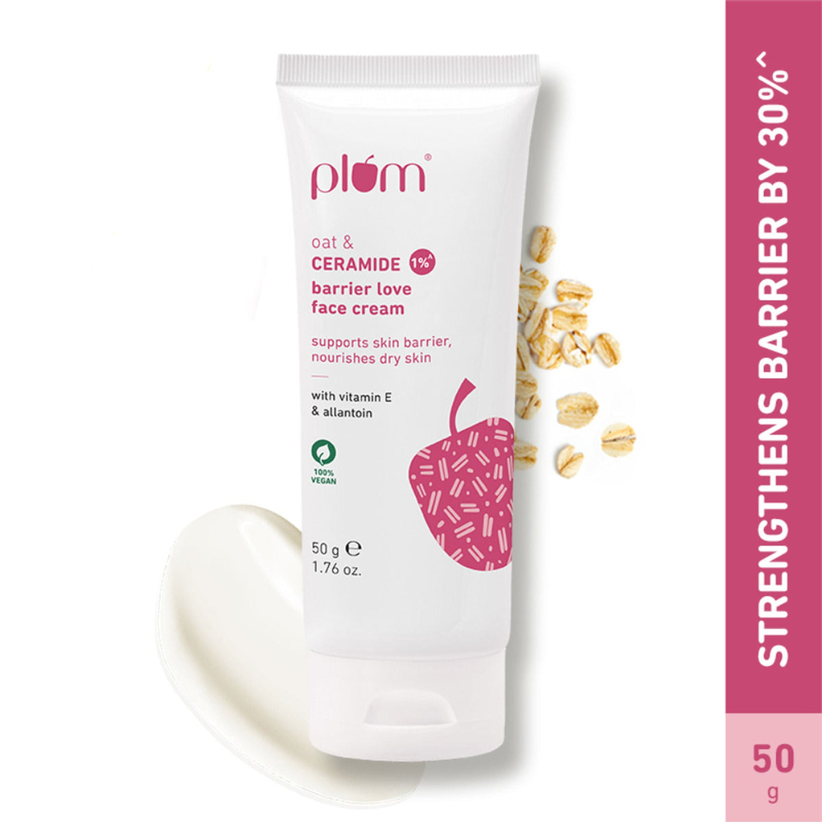 Plum 1% Ceramide Face Cream With Oat, Strengthens Skin Barrier & Nourishes | Grocsy