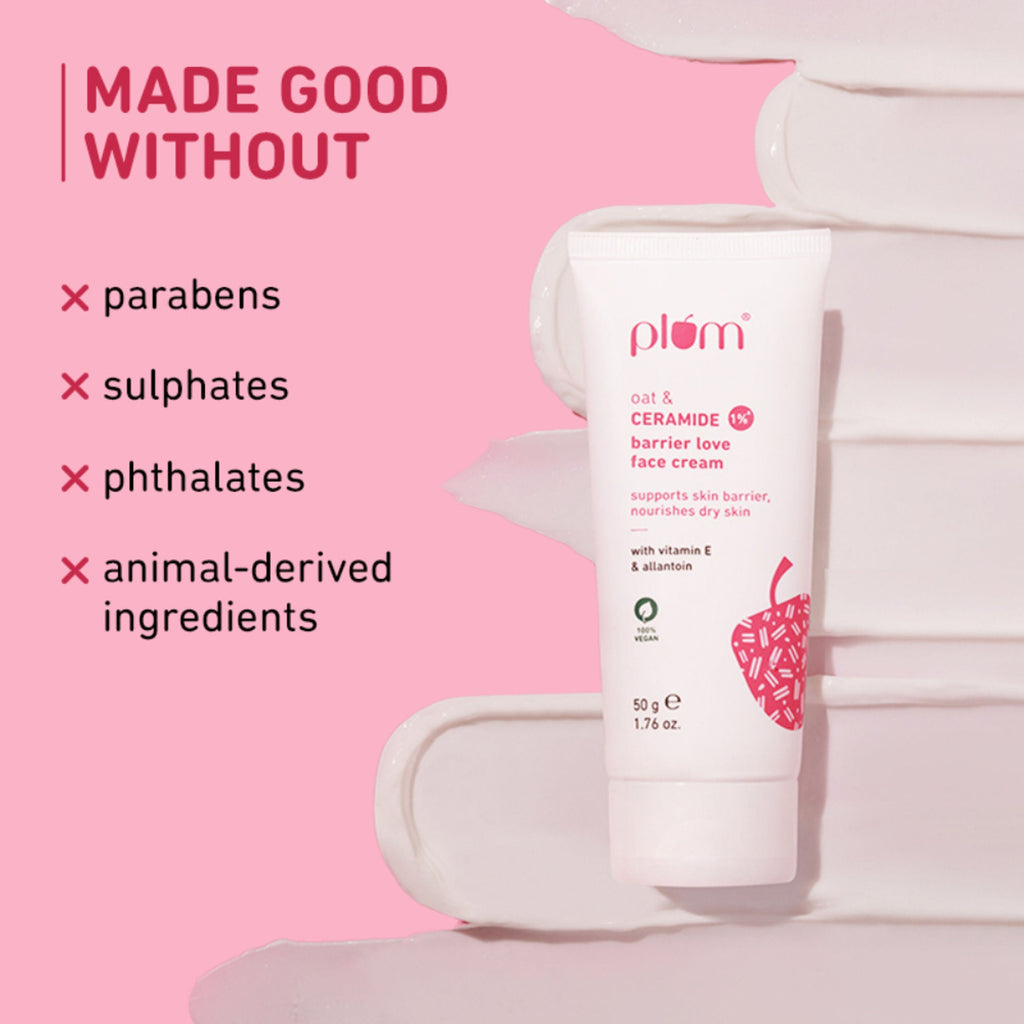 Plum 1% Ceramide Face Cream With Oat, Strengthens Skin Barrier & Nourishes | Grocsy