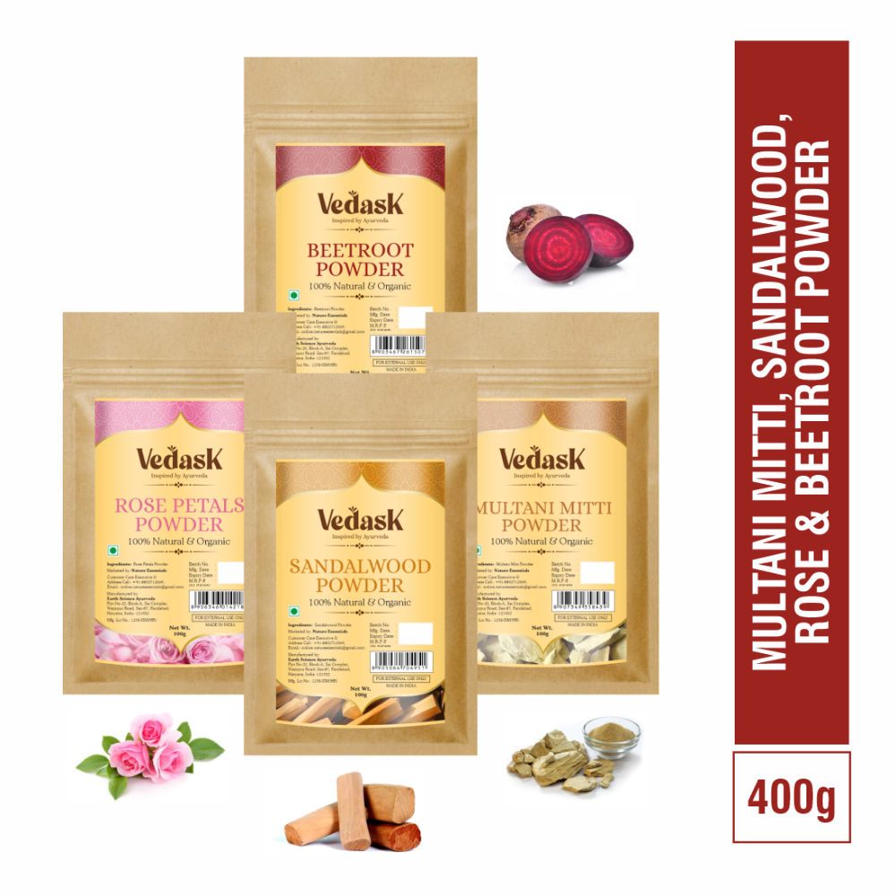Vedask Organic Face Pack Powder Mask-Combo | Grocsy