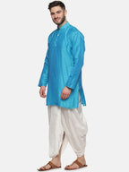 Sethukrishna Men Turquoise Blue Angrakha Kurta with Salwar | Grocsy
