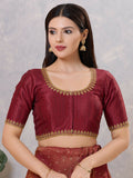 Joban Fashion Women Silk Dark-Maroon Stitched Blouse | Grocsy