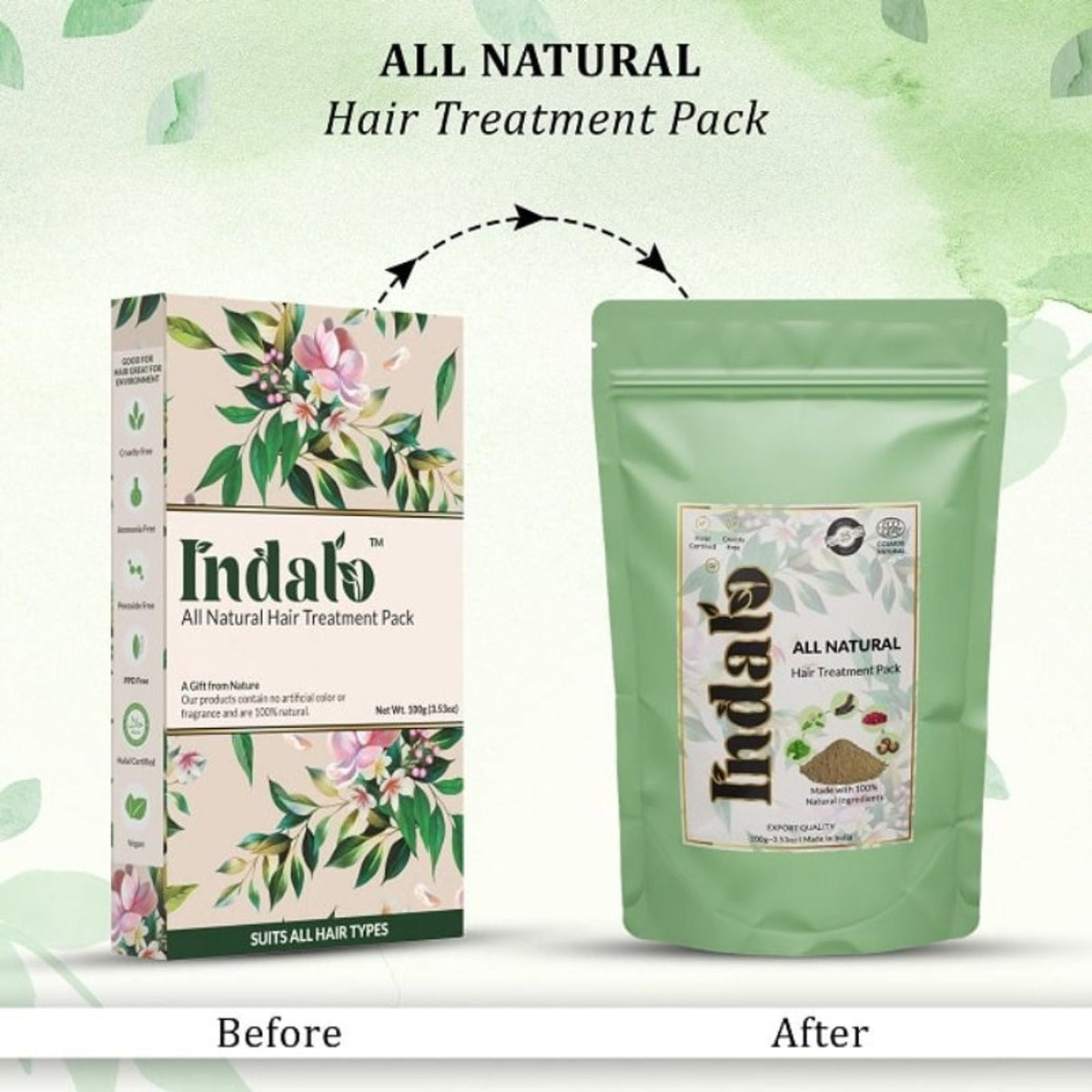 Indalo All-Natural Hair Treatment Pack - Shikakai & Bhringraj | Grocsy