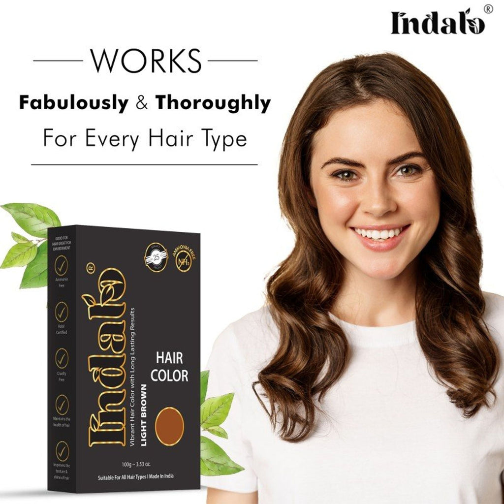 Indalo Ammonia-Free Vibrant Light Brown Hair Color With Natural Ingredients - Light Brown | Grocsy
