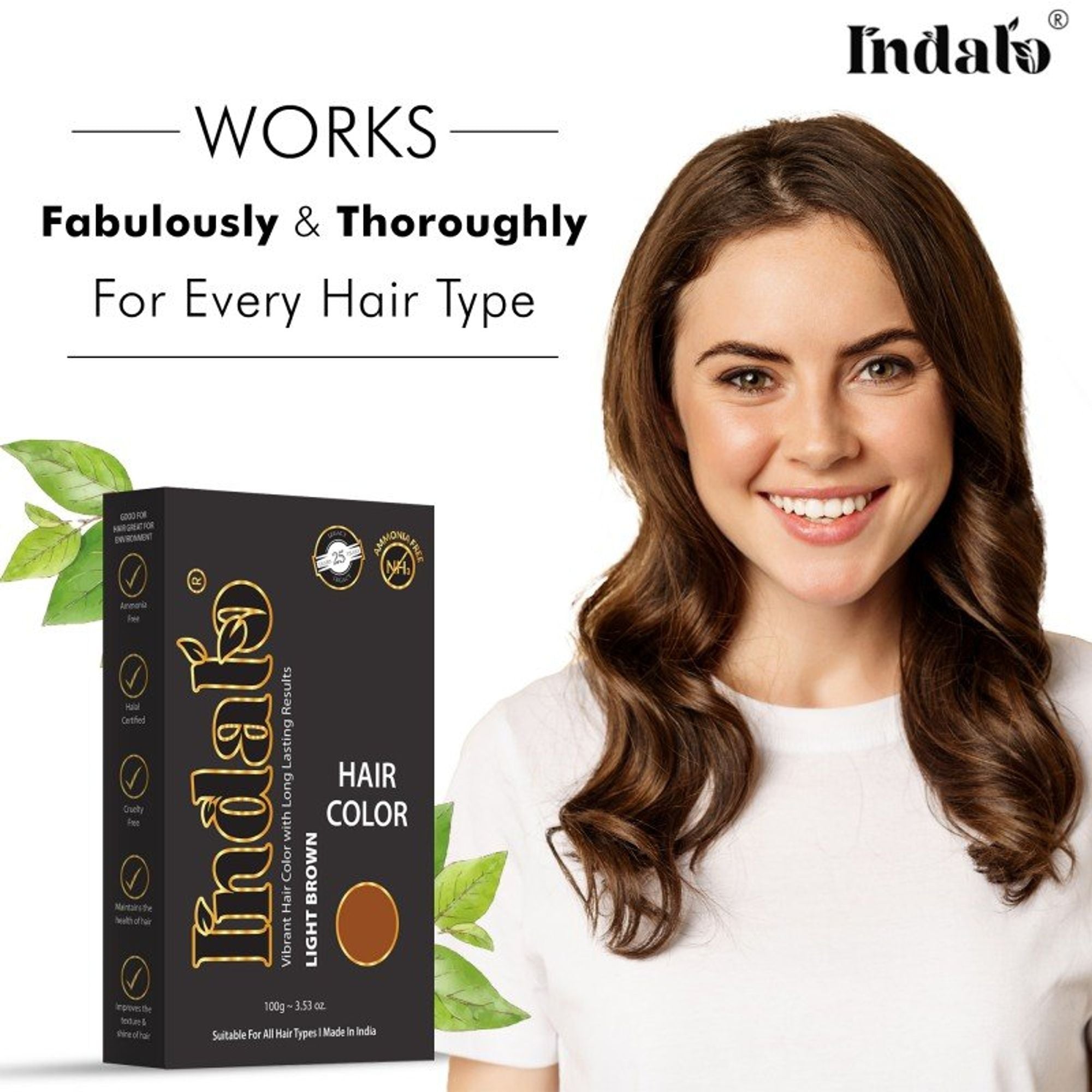Indalo Ammonia-Free Vibrant Light Brown Hair Color With Natural Ingredients - Light Brown | Grocsy