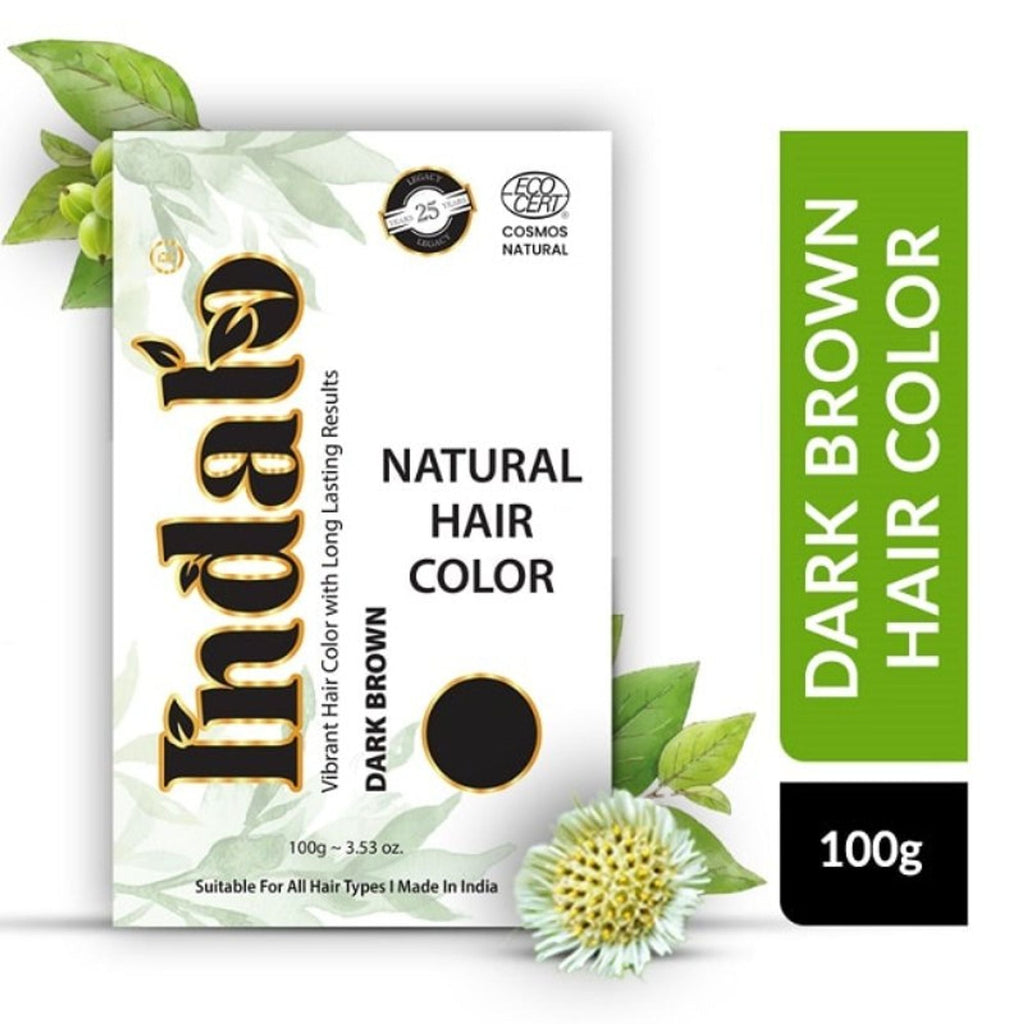 Indalo Natural Baheda And Brahmi Hair Colour - Dark Brown | Grocsy
