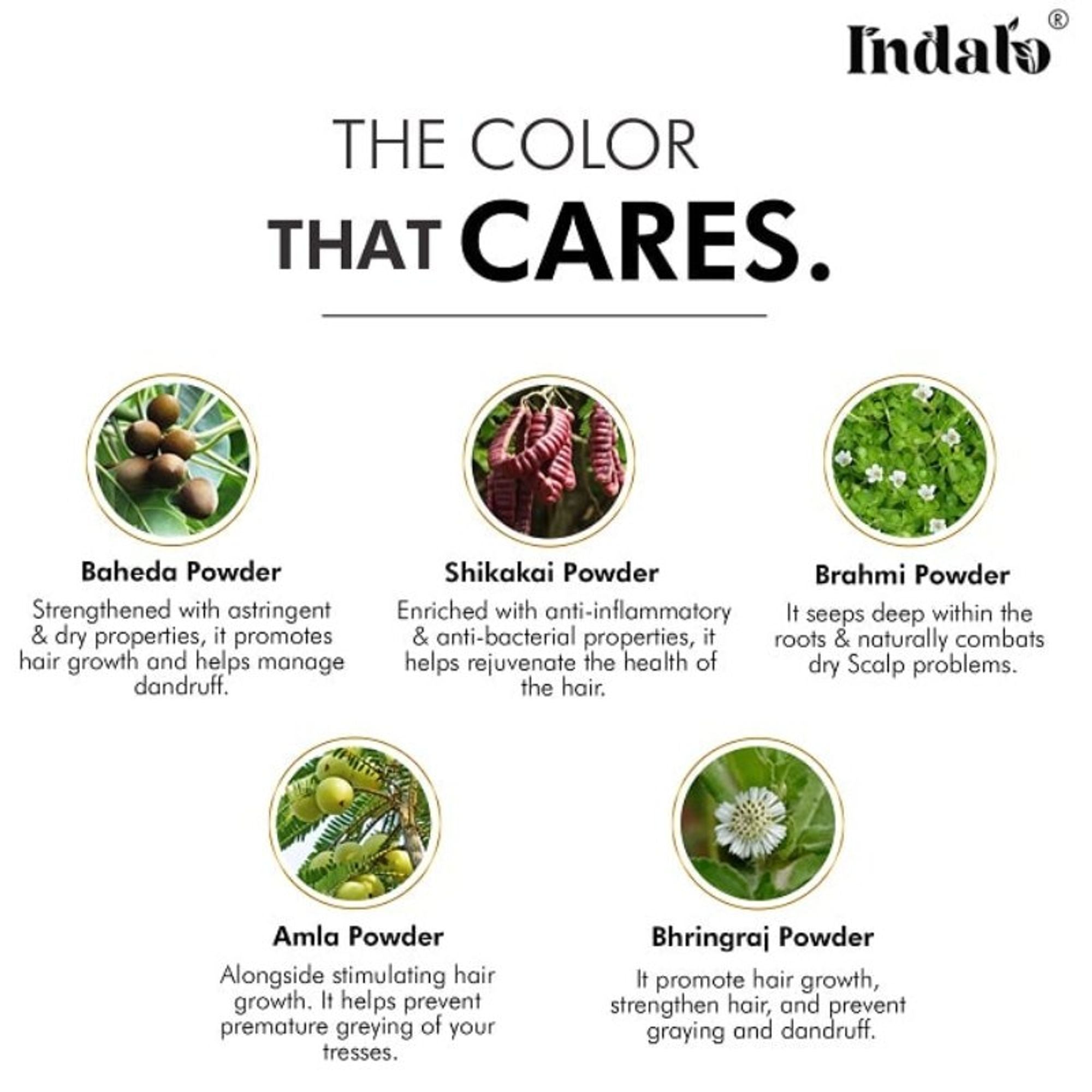 Indalo Natural Baheda And Brahmi Hair Colour - Dark Brown | Grocsy
