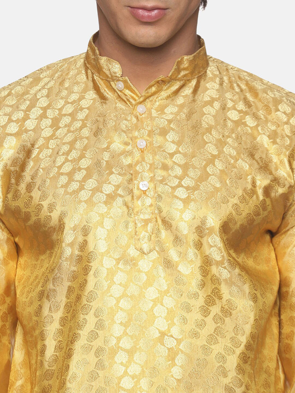 Sethukrishna Men Gold-Toned Kurta with Pyjamas | Grocsy