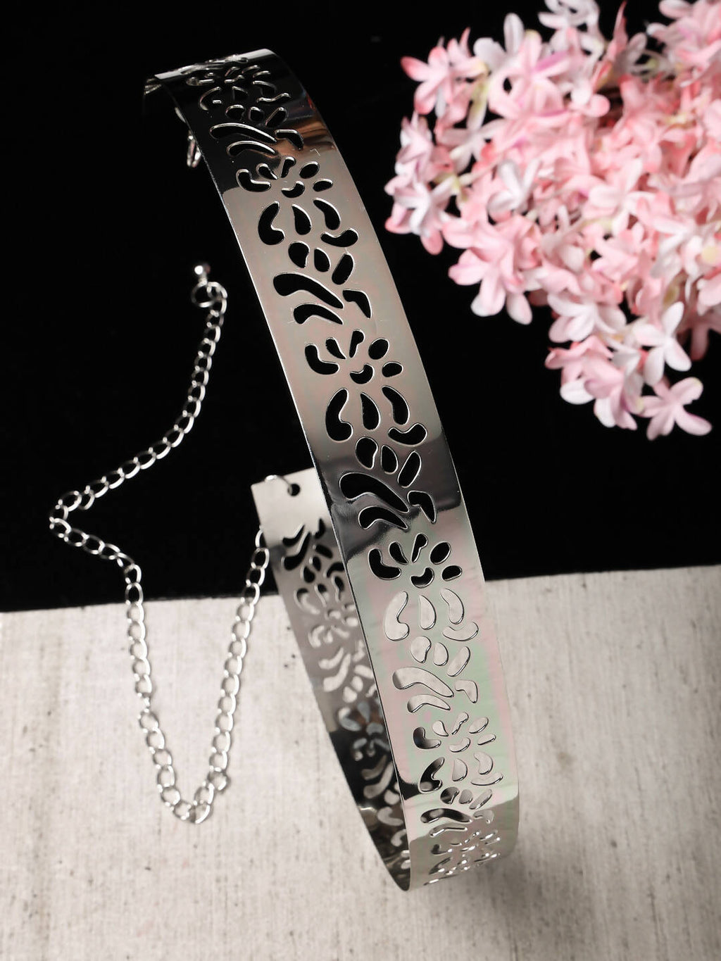 NVR Women Circular Silver Plated Adjustable Broad Belt | Grocsy
