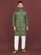 Anaita Dark Green Embroidered Silk Straight Kurta | Grocsy
