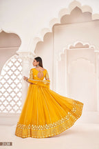 Eilara Women'S Mustard Yellow Butterfly Net Thread And Zari Sequence Embroidered Work Lehenga Choli For Party Wear | Grocsy