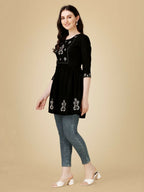 Jyoti Fashion Women's Black Viscose Rayon Embroidered Casual Top | Grocsy