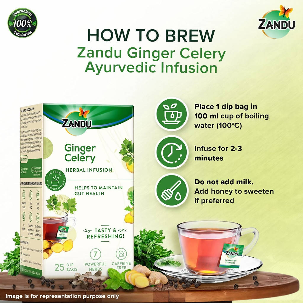 Zandu Ginger Celery Herbal Infusion Tea | Grocsy