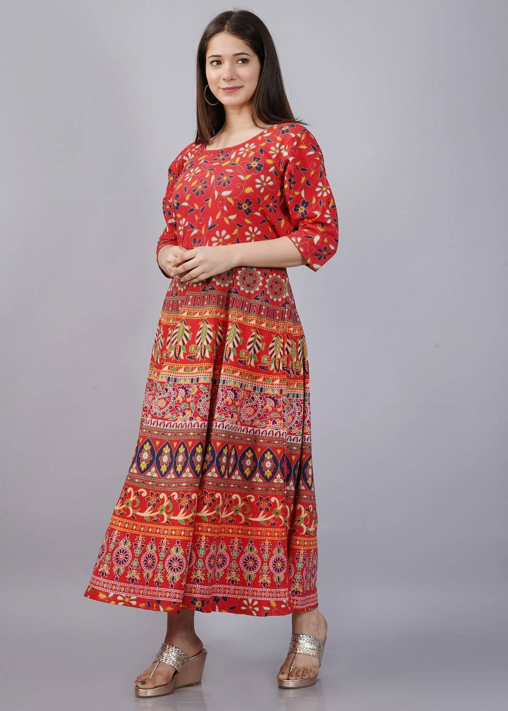Vamika Multicolor Cotton Printed Party/Casual Wear Kurti (GAM26K) | Grocsy