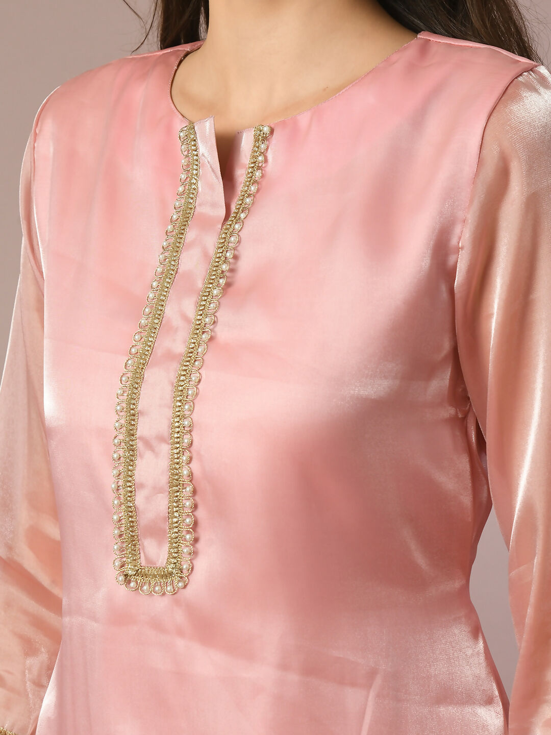 Myshka Women's Pink Solid Straight Party Kurta Set | Grocsy