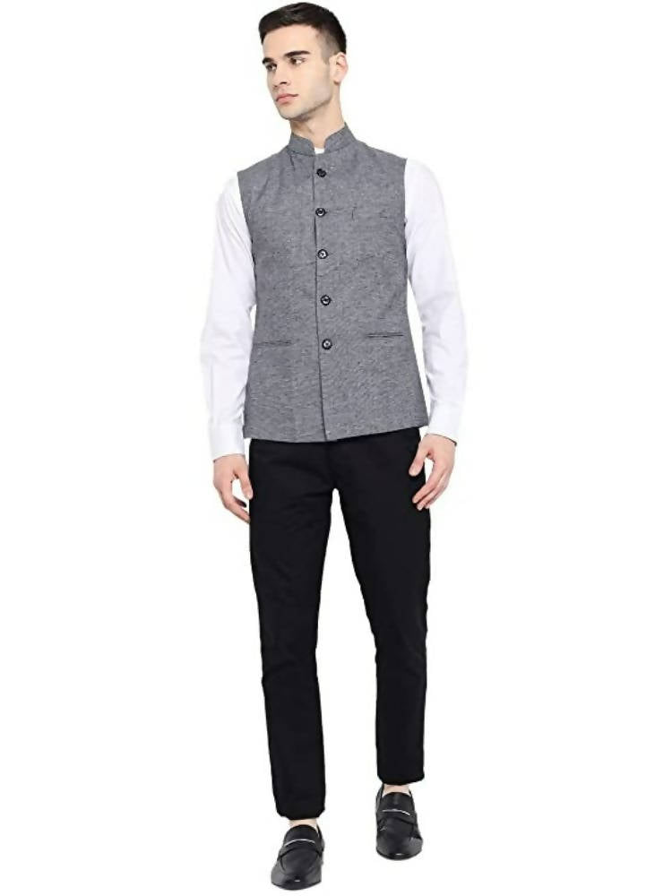 Vastraa Fusion Men's Assorted Dots Blended Festive Nehru Jacket | Grocsy